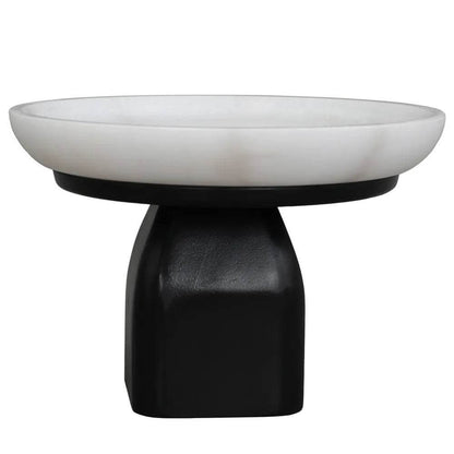 Eden | White Marble Pedestal Bowl - Black (Small) - Mirra Interiors