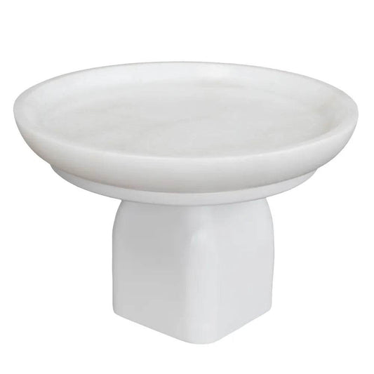 Eden | White Marble Pedestal Bowl - White (Small) - Mirra Interiors