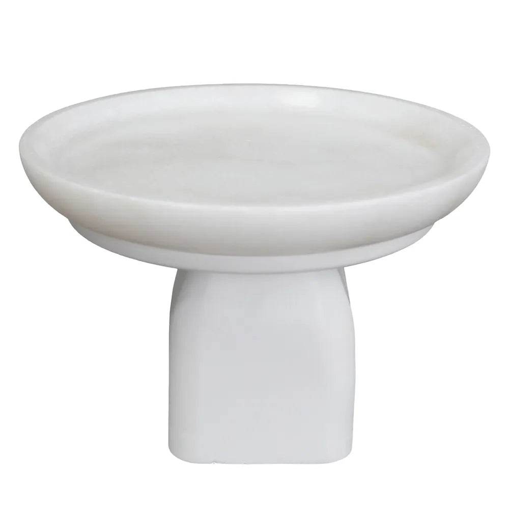 Eden | White Marble Pedestal Bowl - White (Small) - Mirra Interiors
