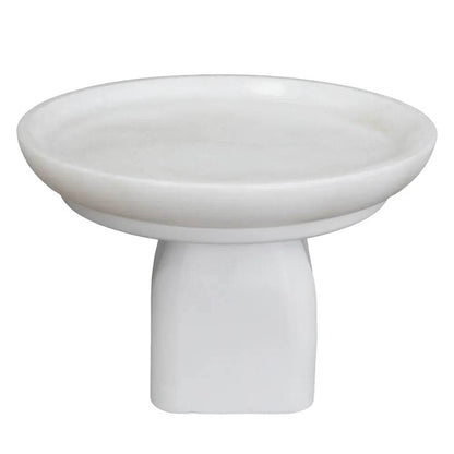 Eden | White Marble Pedestal Bowl - White (Small) - Mirra Interiors