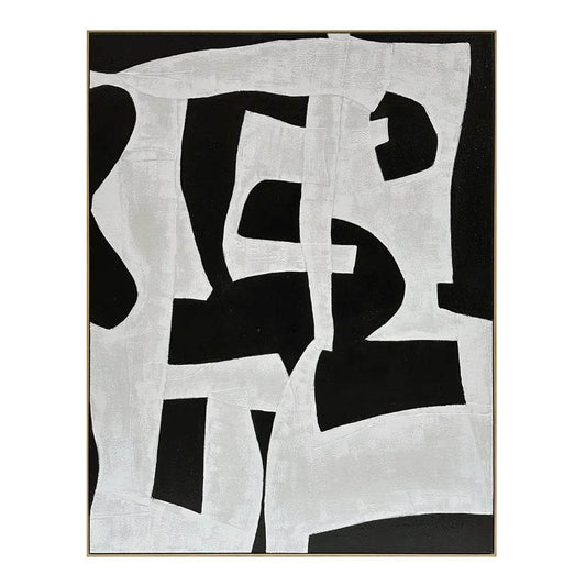 Echoes in Monochrome | Oil-On-Canvas Painting in Gold Frame - Mirra Interiors