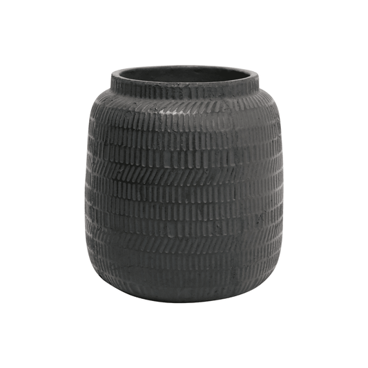 Moonie | Hand-Carved Texture Planter Black - Mirra Interiors