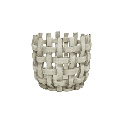 Deliliah | Woven Resin Vessel Distressed White - Mirra Interiors