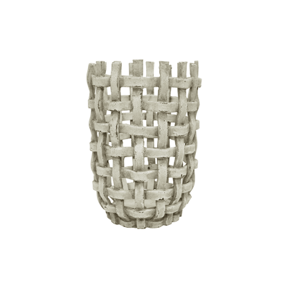 Deliliah | Woven Resin Vessel Distressed White - Mirra Interiors