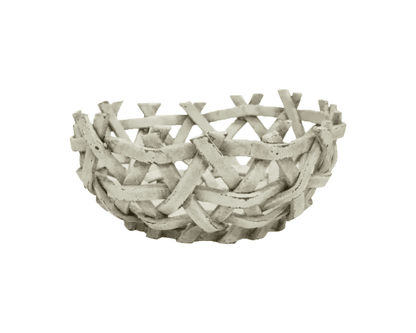 Deliliah | Woven Resin Bowl Distressed White - Mirra Interiors