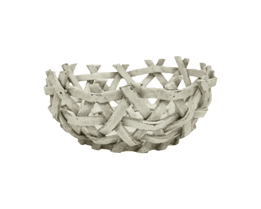 Deliliah | Woven Resin Bowl Distressed White - Mirra Interiors