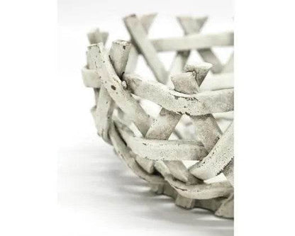 Deliliah | Woven Resin Bowl Distressed White - Mirra Interiors
