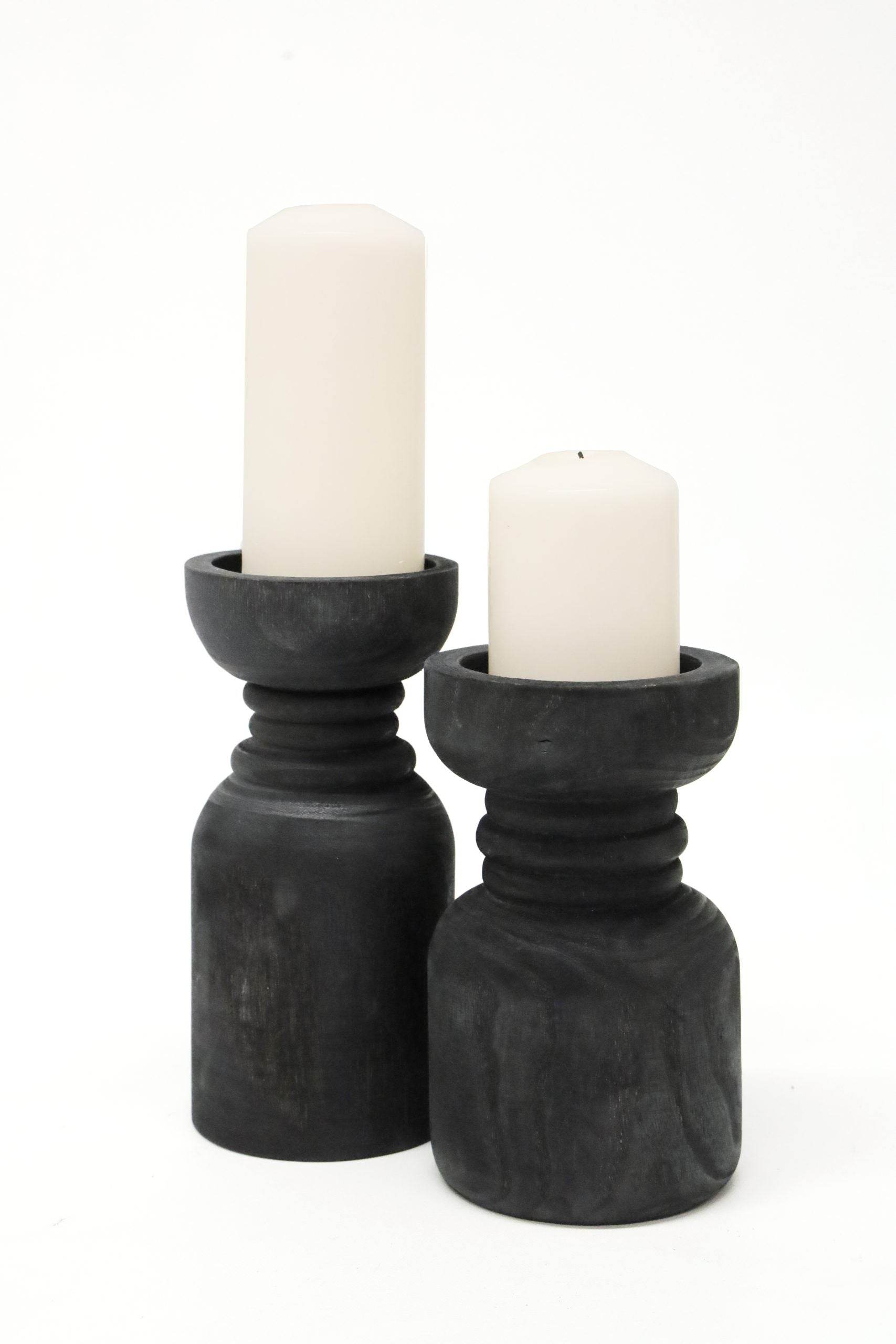 Juniper | Wooden Candle Holder Black - Mirra Interiors
