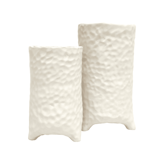 Betsy | Cement Dimple Vase White - Mirra Interiors