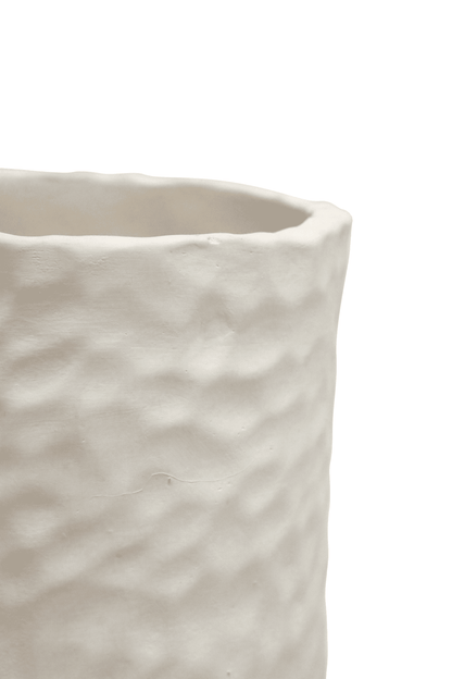 Betsy | Cement Dimple Vase White - Mirra Interiors