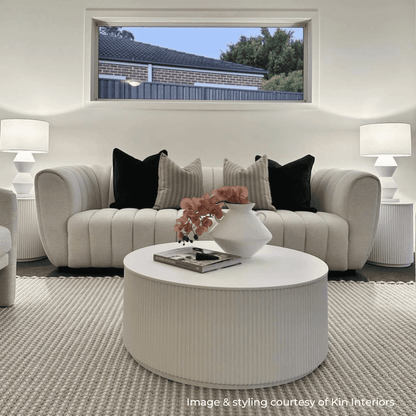 Nereus | Fluted Round Coffee Table White - Mirra Interiors