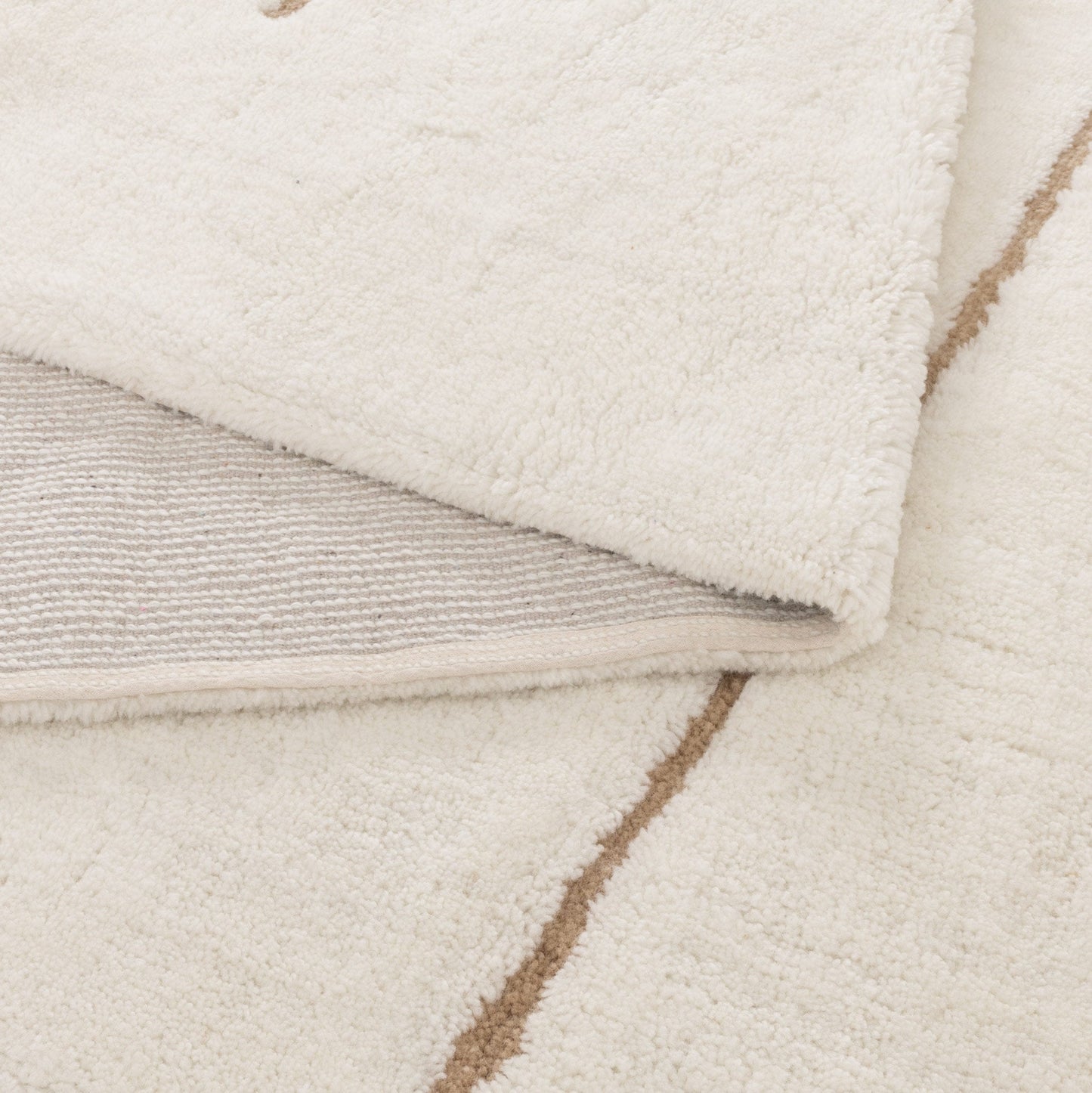 Highlands Abstract Beige Lines Washable Wool Rug