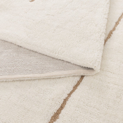 Highlands Abstract Beige Lines Washable Wool Rug