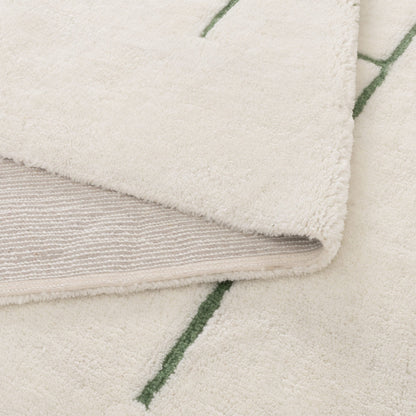 Highlands Abstract Olive Lines Washable Wool Rug