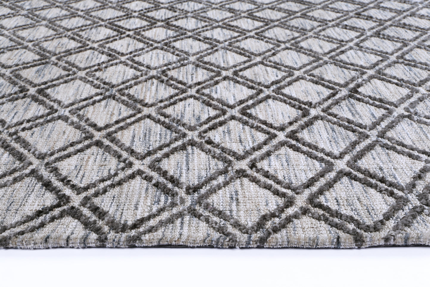 Amritsar | Ajnala Cotton Blend Rug - Charcoal & Beige