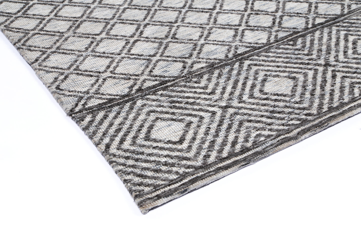 Amritsar | Ajnala Cotton Blend Rug - Charcoal & Beige