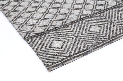 Amritsar | Ajnala Cotton Blend Rug - Charcoal & Beige