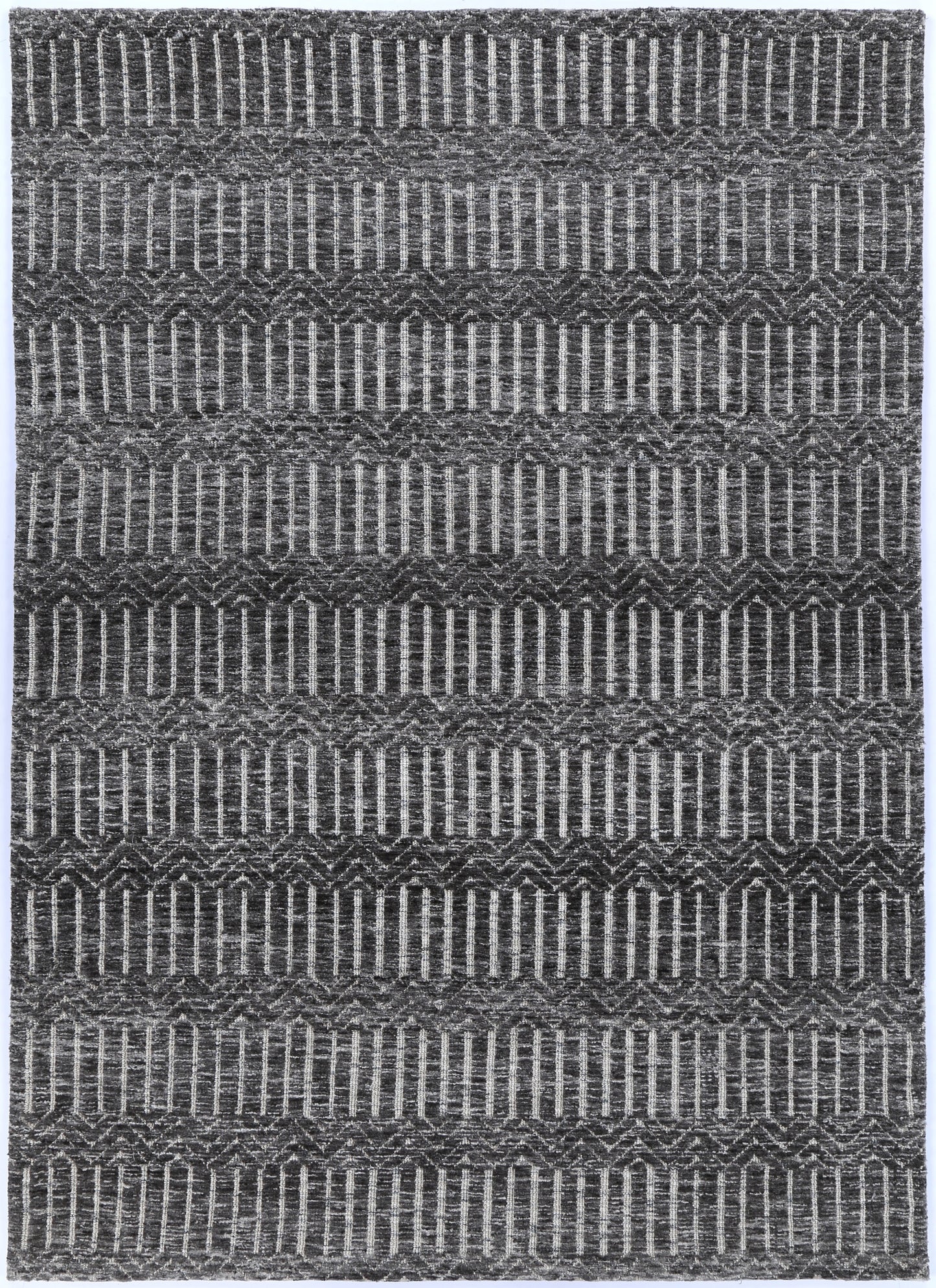 Amritsar | Attari  Cotton Blend Rug - Charcoal & Beige