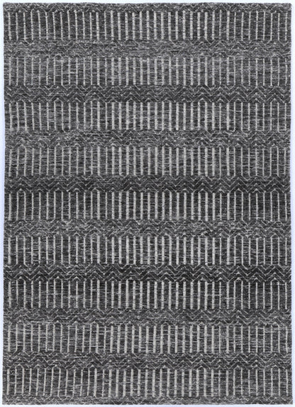 Amritsar | Attari  Cotton Blend Rug - Charcoal & Beige