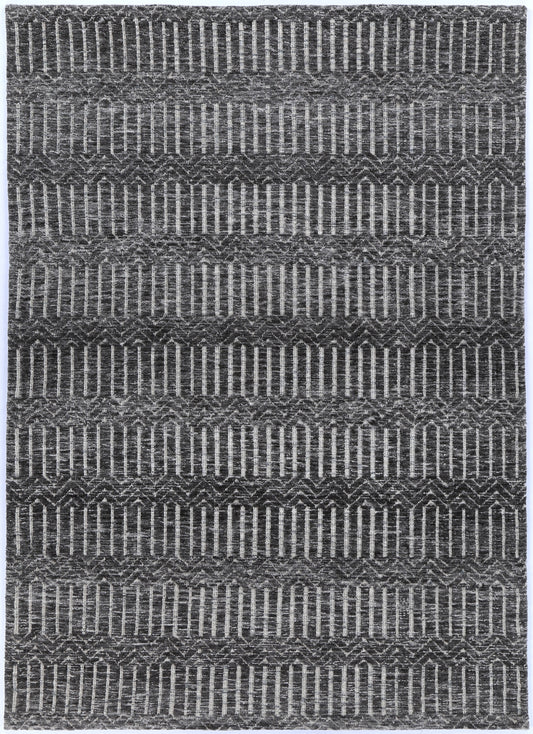 Amritsar | Attari  Cotton Blend Rug - Charcoal & Beige
