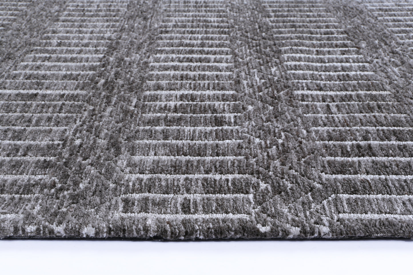 Amritsar | Attari  Cotton Blend Rug - Charcoal & Beige