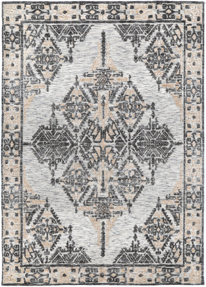 Amritsar | Beas Cotton Blend Rug - Charcoal & Beige