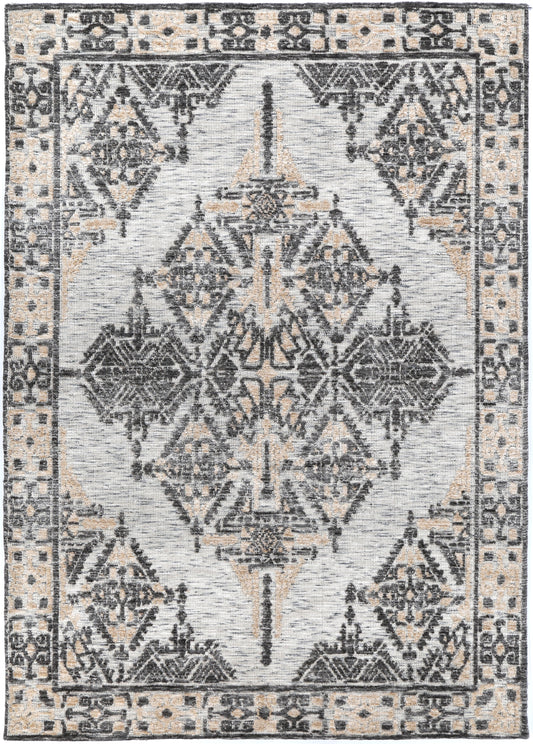 Amritsar | Beas Cotton Blend Rug - Charcoal & Beige