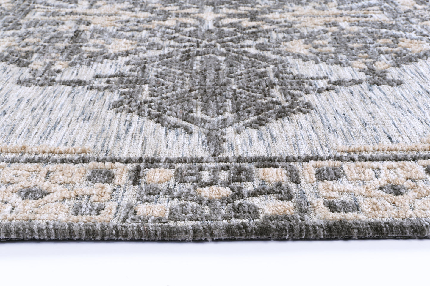 Amritsar | Beas Cotton Blend Rug - Charcoal & Beige