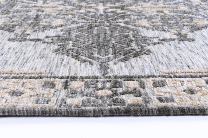 Amritsar | Beas Cotton Blend Rug - Charcoal & Beige