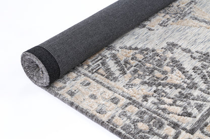 Amritsar | Beas Cotton Blend Rug - Charcoal & Beige