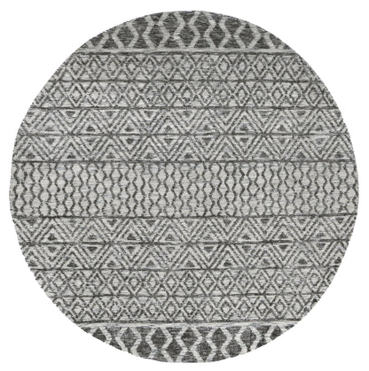 Amritsar | Ramdass Cotton Blend Round Rug - Charcoal & Beige