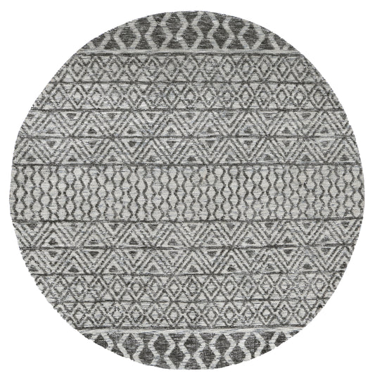 Amritsar | Ramdass Cotton Blend Round Rug - Charcoal & Beige