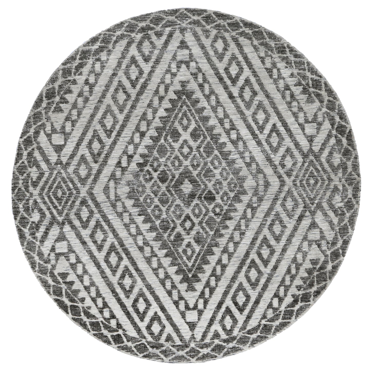 Amritsar | Majitha Cotton Blend Round Rug - Charcoal & Beige