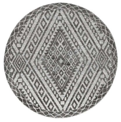 Amritsar | Majitha Cotton Blend Round Rug - Charcoal & Beige