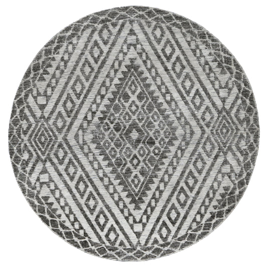 Amritsar | Majitha Cotton Blend Round Rug - Charcoal & Beige