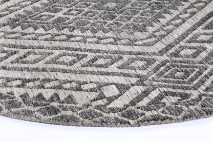 Amritsar | Majitha Cotton Blend Round Rug - Charcoal & Beige
