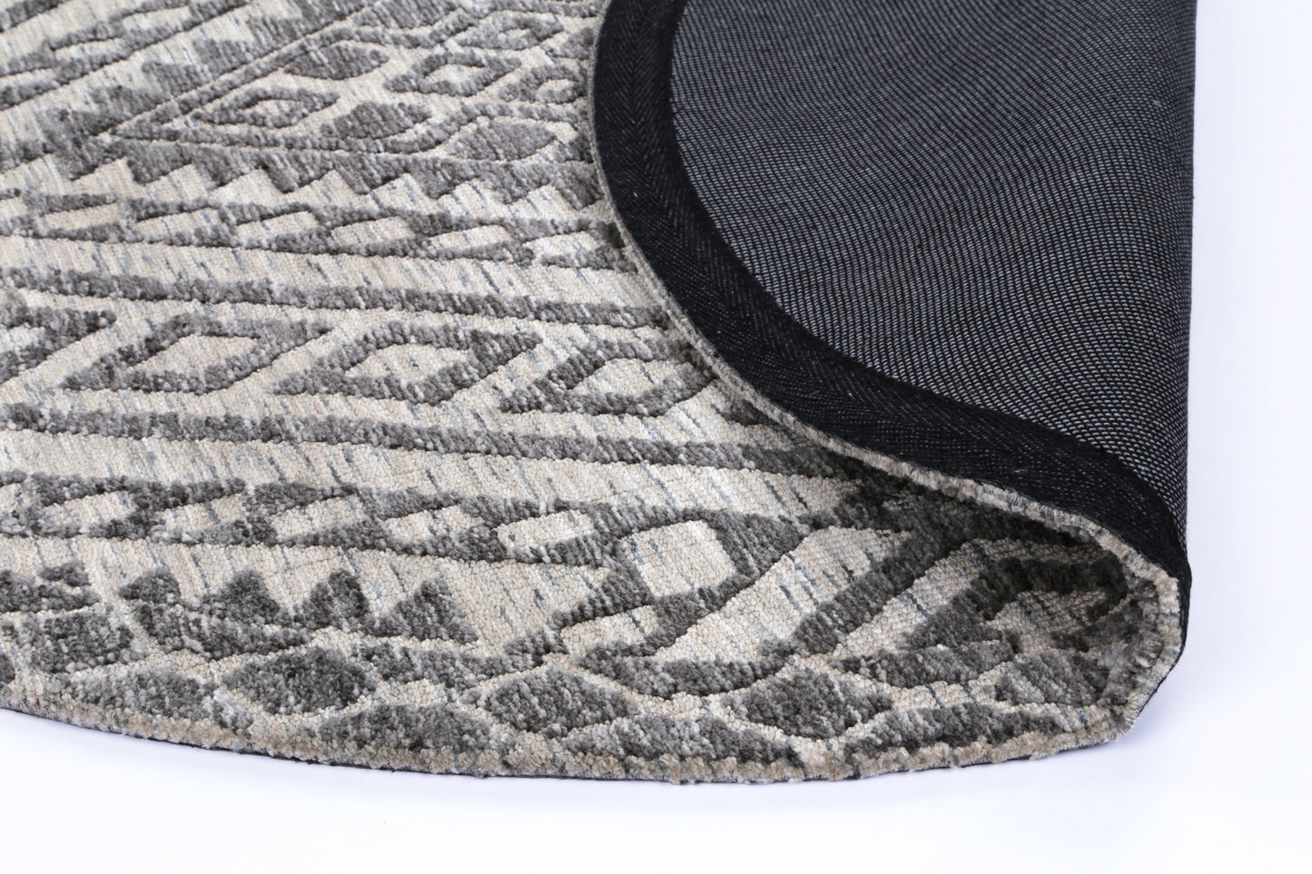 Amritsar | Majitha Cotton Blend Round Rug - Charcoal & Beige