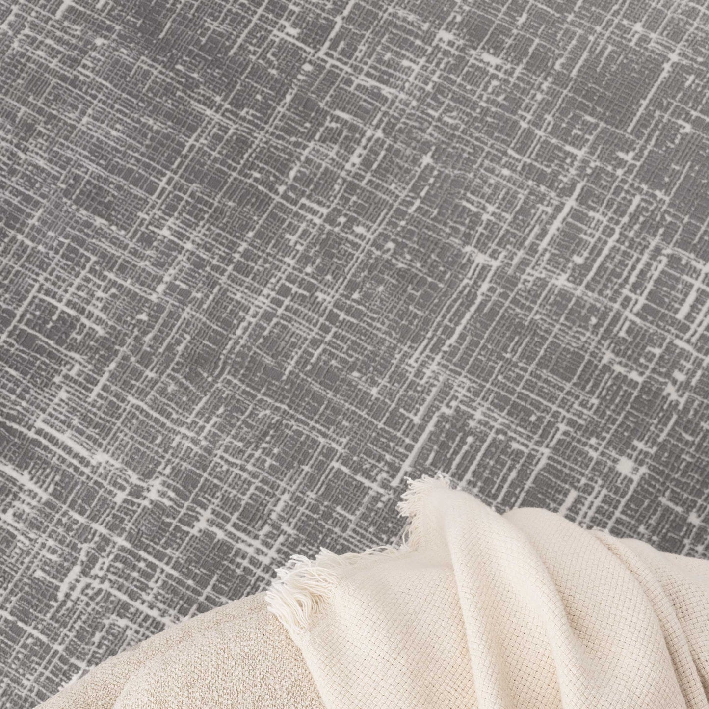 Atina | Distressed Geo Lines Rug - Grey