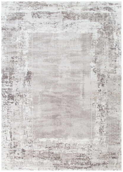 Atina | Distressed Border Rug - Beige & Grey
