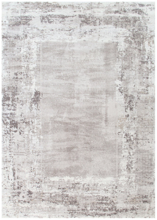 Atina | Distressed Border Rug - Beige & Grey