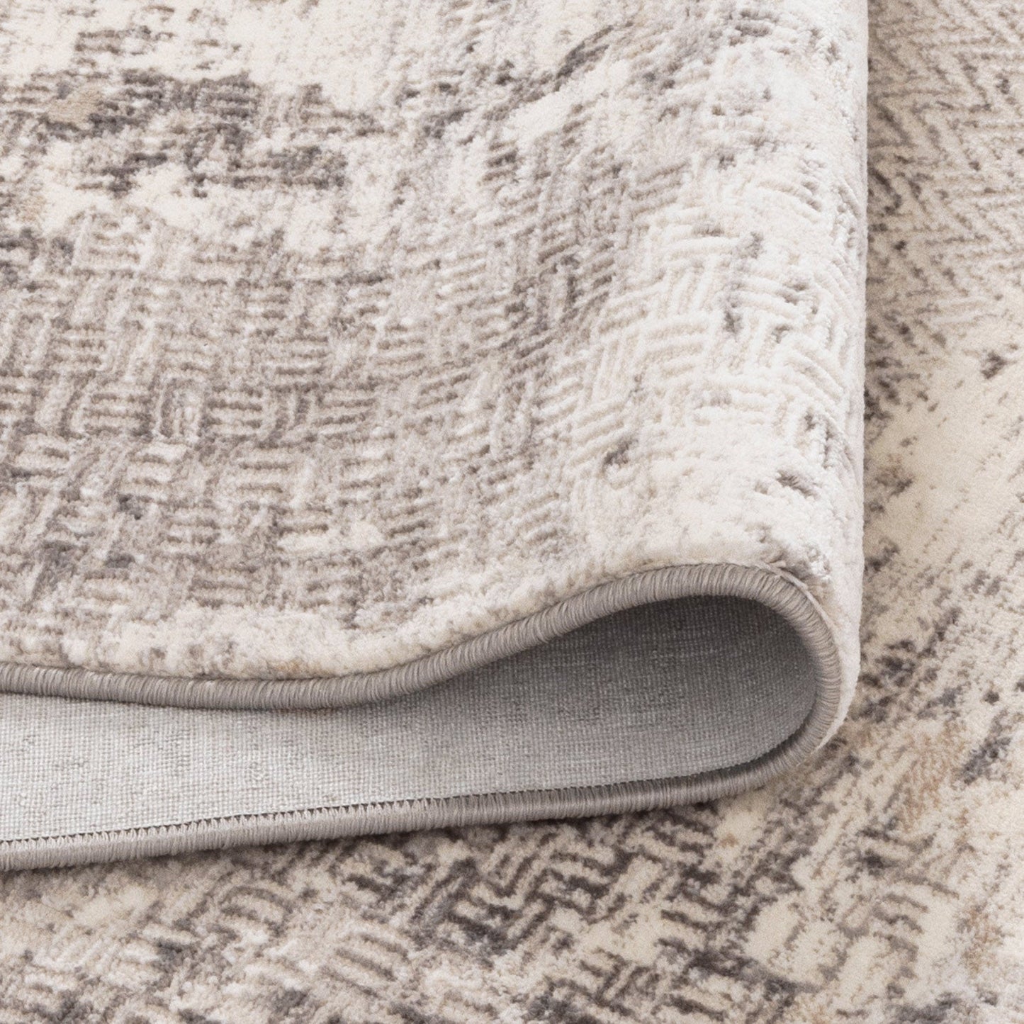 Atina | Distressed Border Rug - Beige & Grey