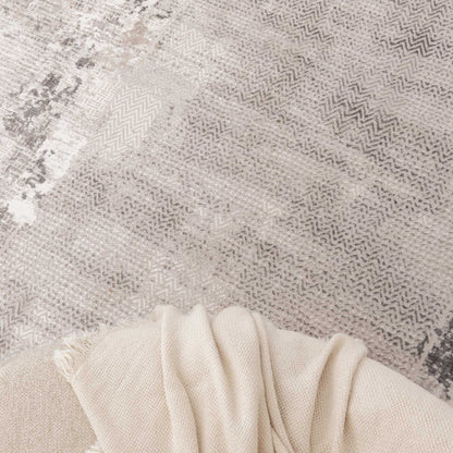 Atina | Distressed Border Rug - Beige & Grey