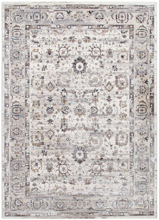 Atina | Distressed Transitional Rug - Beige & Grey