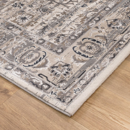 Atina | Distressed Transitional Rug - Beige & Grey