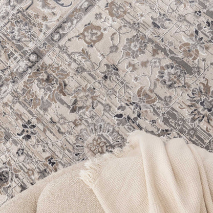 Atina | Distressed Transitional Rug - Beige & Grey