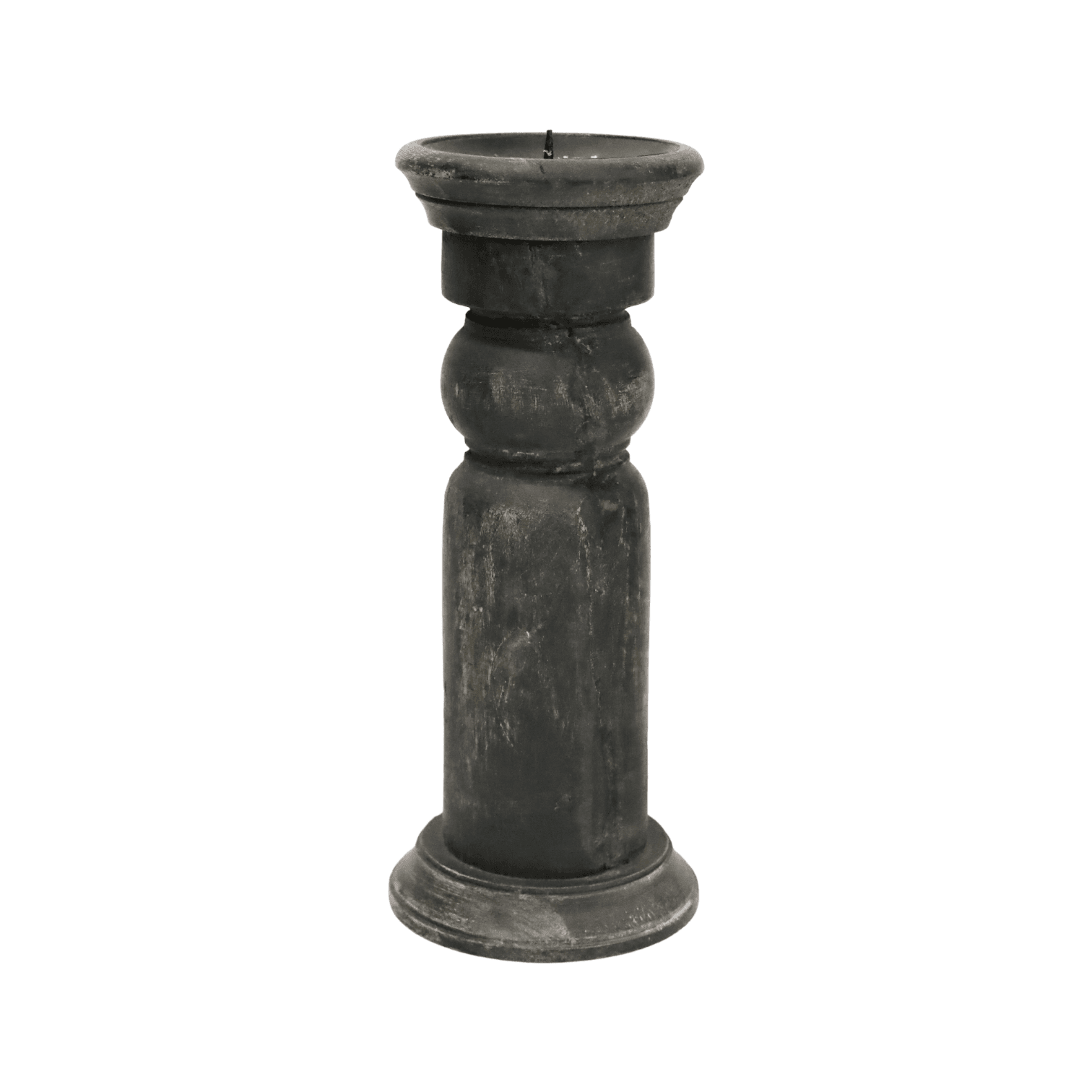 Ulysis | Antique Wood Candle Stand Washed Black (assorted) - Mirra Interiors