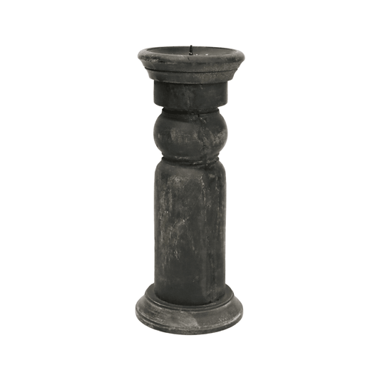 Ulysis | Antique Wood Candle Stand Washed Black (assorted) - Mirra Interiors