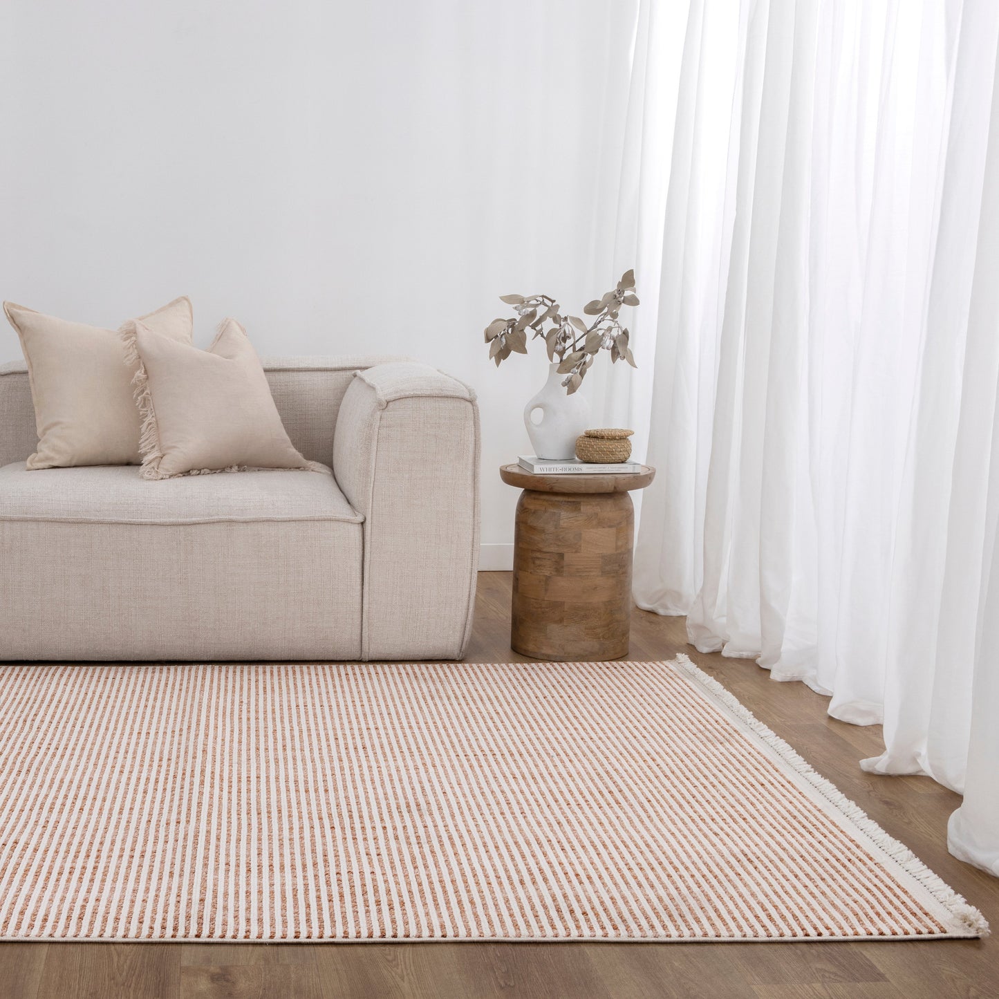 Berno | Loop Stripes Rug - Pink & Ivory