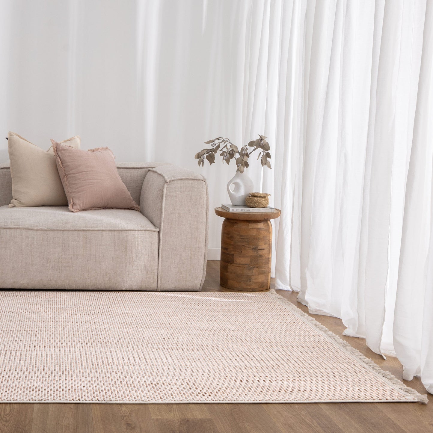 Berno | Loop Rug - Ivory & Pink