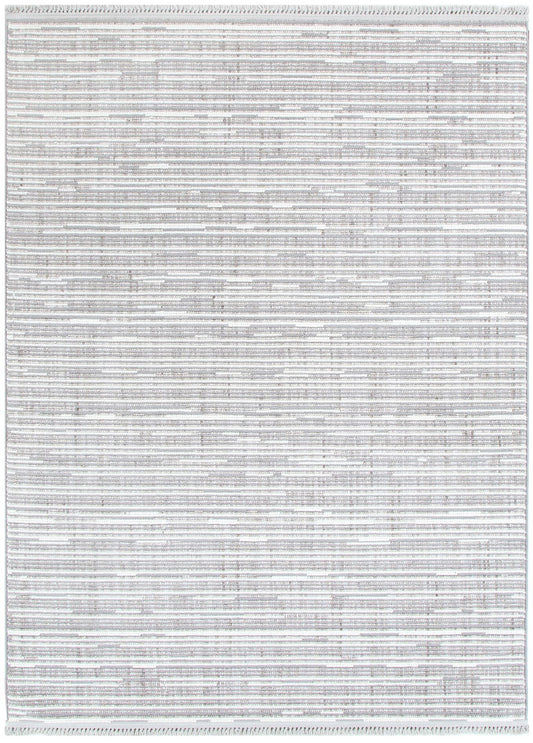 Berno | Loop Lines Rug - Silver & Ivory